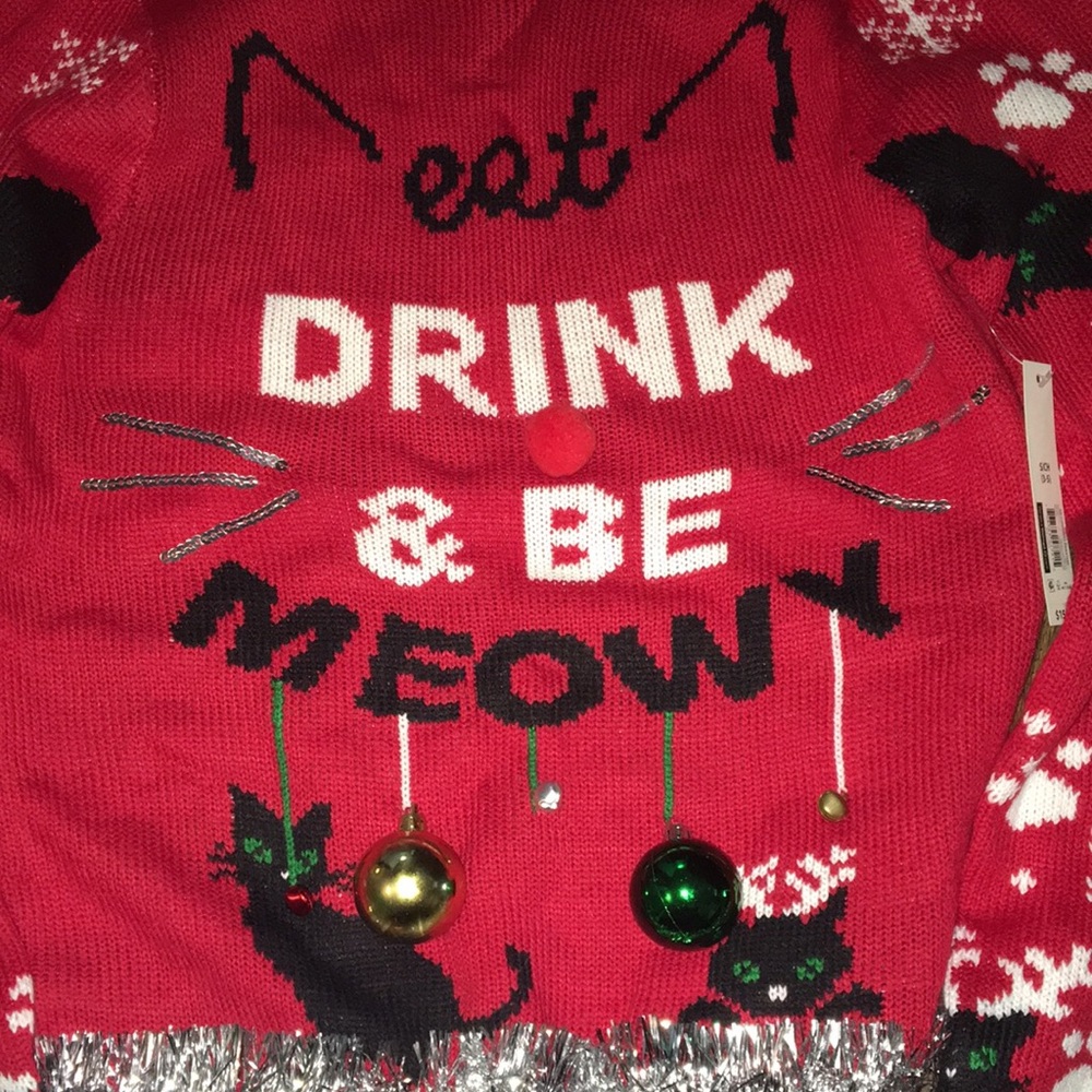 Red Cat-Themed Sweater - Picture 2 of 5